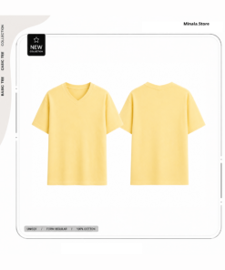 Áo Phông Cổ Tim Màu Vàng Gà Con Unisex 100% Cotton Cao Cấp | MINALA