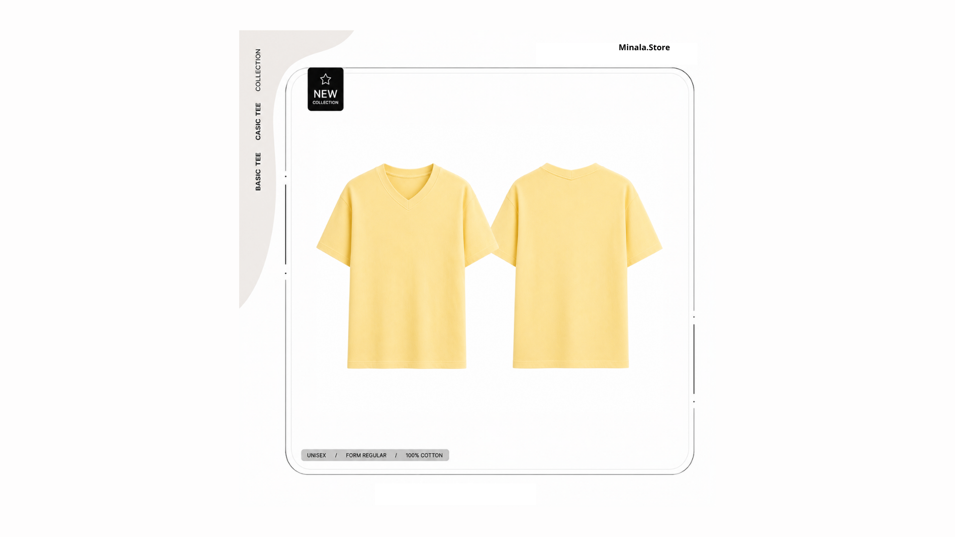 Áo Phông Cổ Tim Màu Vàng Gà Con Unisex 100% Cotton Cao Cấp | MINALA