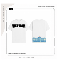 Áo thun Việt Nam màu trắng in Dinh Độc Lập thiết kế unisex