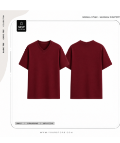 Áo Phông Cổ Tim Màu Đỏ Đô 100% Cotton Form Regular Unisex | MINALA