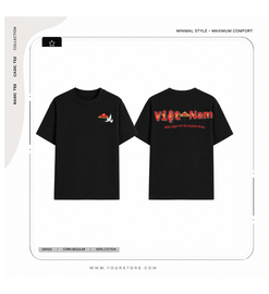 Áo thun in hình nón Việt Nam basic màu đen form unisex